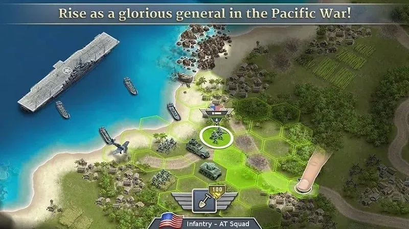 Screenshot gameplay 1942 Pacific Front Premium yang menampilkan berbagai unit militer.