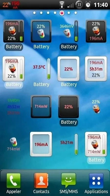 Interfaz del mod 3C Battery Manager mostrando funciones premium