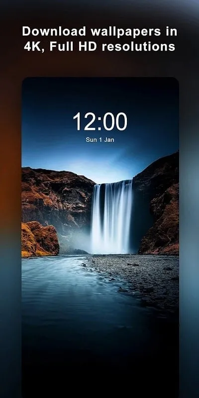 Giao diện 4K Wallpapers Auto Changer mod hiển thị các tính năng premium