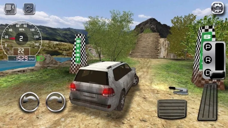 Navigating the vehicle selection screen in 4x4 Off Road Rally 7 with unlimited money.