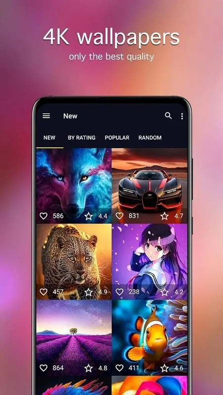 7Fon mod interface showing wallpaper application