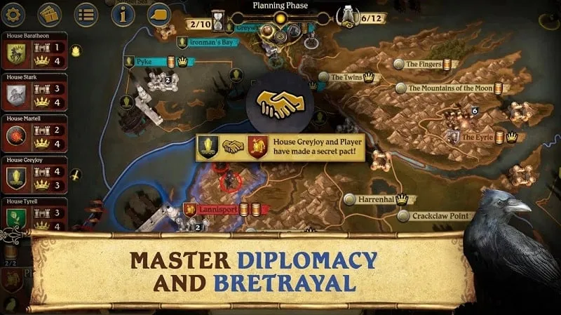 Gameplay of A Game of Thrones on a mobile device.
