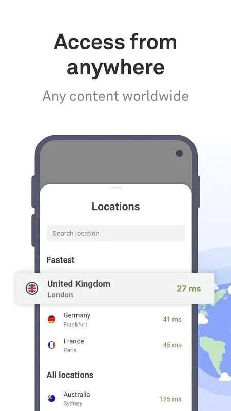 AdGuard VPN Mod mostrando o status da conexão