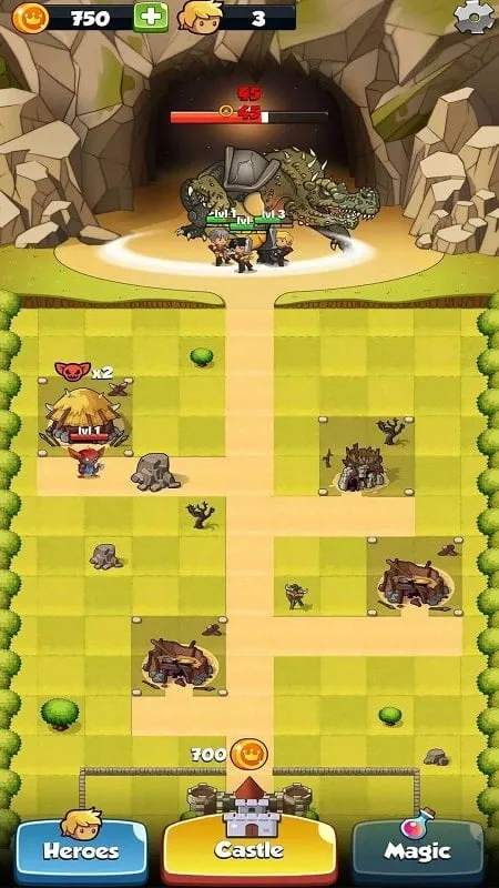 Penggunaan unit hero yang efektif dalam gameplay strategis Adventure's Road.