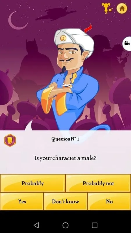 Launching Akinator VIP on an Android device.