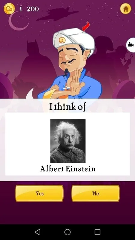 Customizing the genie's appearance in Akinator VIP.