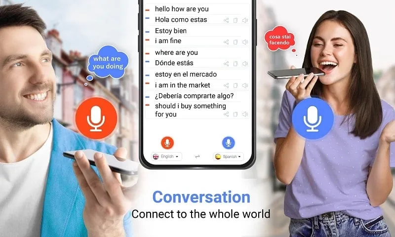 Exemplo de tradução do All Language Translate App usando a câmera