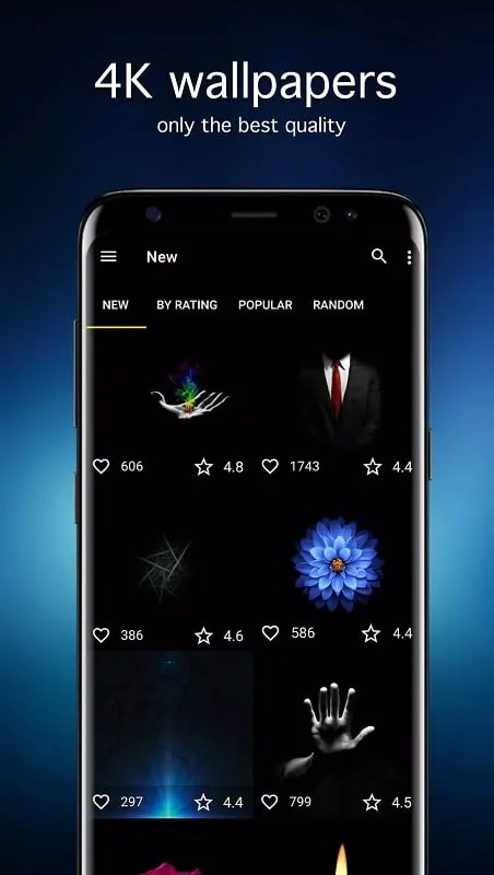 AMOLED Wallpapers 4K OLED mod interface showing premium features