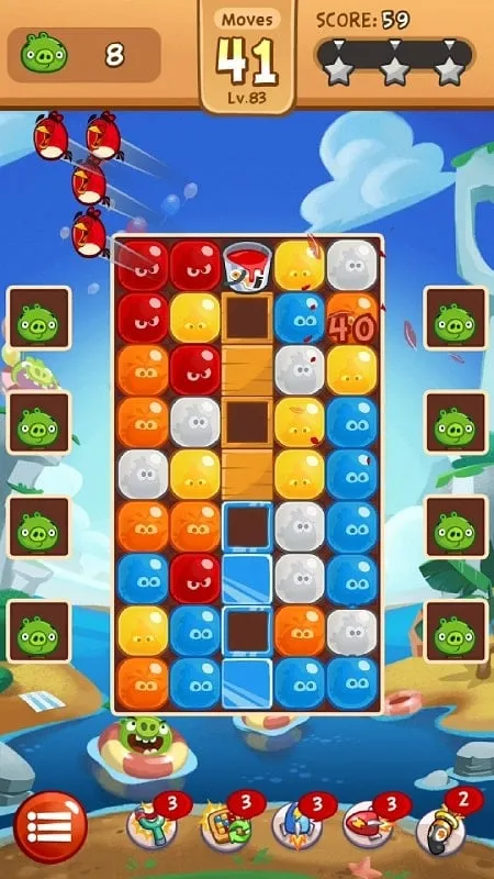 Imagem mostrando o processo de instalação do Angry Birds Blast MOD APK em um celular Android.