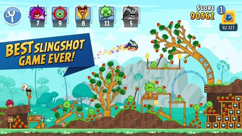 Usando os boosters ilimitados no Angry Birds Friends.