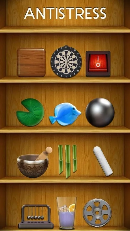 Relaxing with the Antistress app on various Android devices.