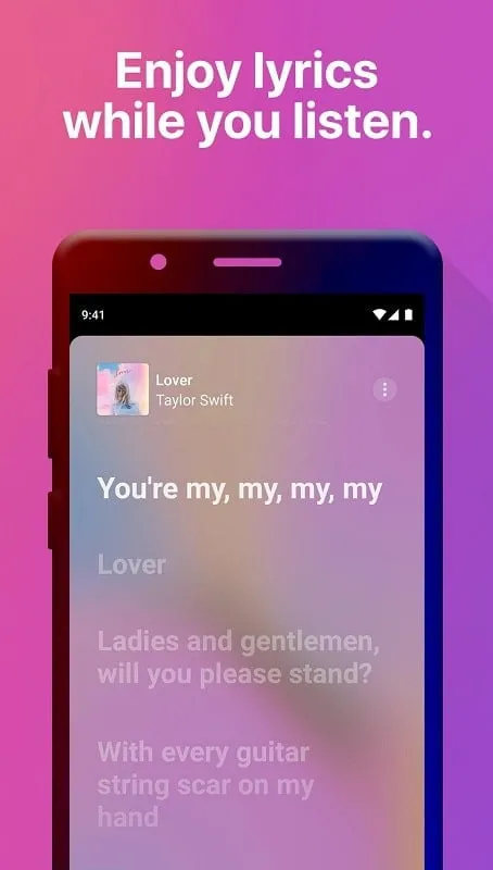 Tampilan antarmuka Apple Music mod dengan fitur premium