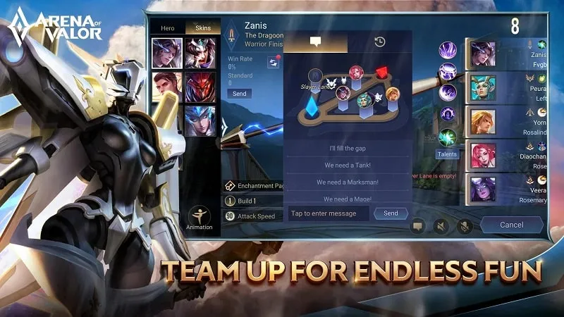 Captura de pantalla del juego que muestra la función Vista de Dron en Arena of Valor.