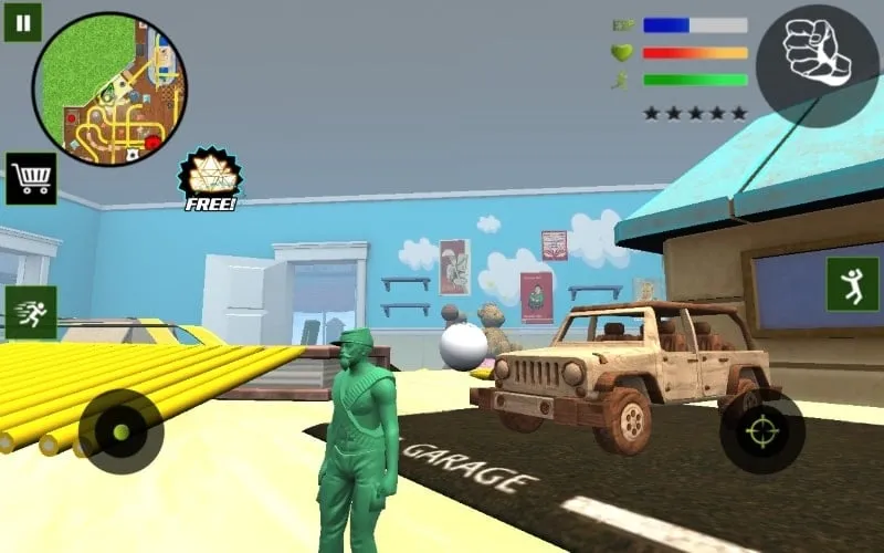 A screenshot of gameplay from Army Toys Town showcasing a variety of vehicles.