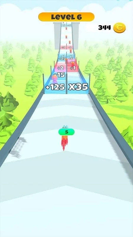 Gameplay of Arrow Fest showing arrows navigating through gates.