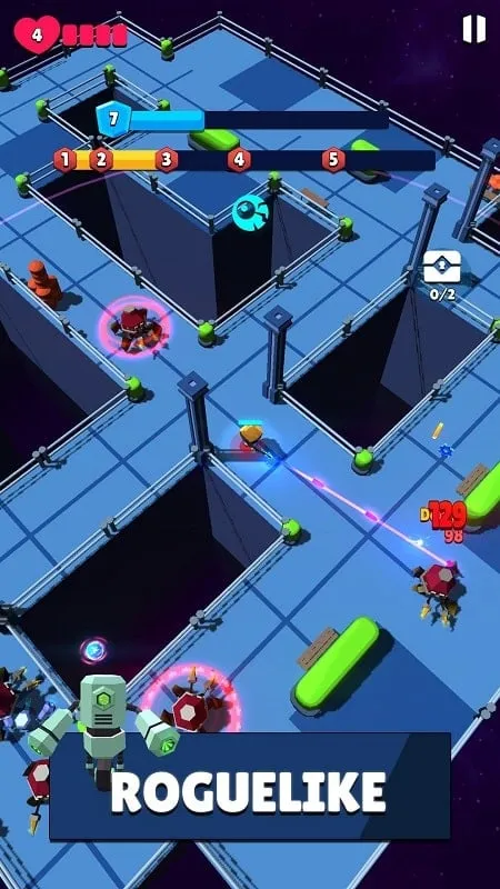 Depiction of a dynamic and challenging gameplay scenario in Ascent Hero, emphasizing the game's roguelike elements and unpredictable nature.