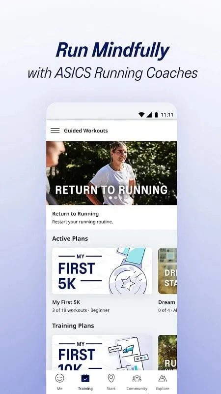ASICS Runkeeper mod showing tracking features