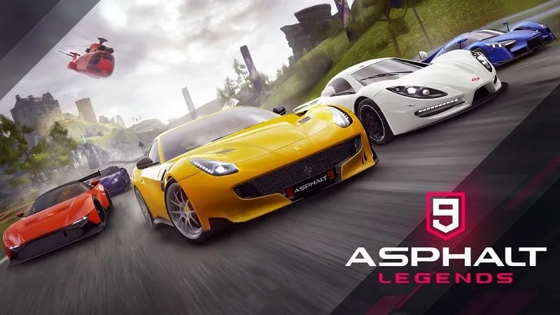 Captura de pantalla de Asphalt 9 en un celular mostrando la jugabilidad.