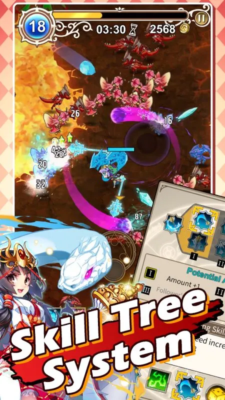 A character selection screen in Astral Survivor highlighting different character skills.