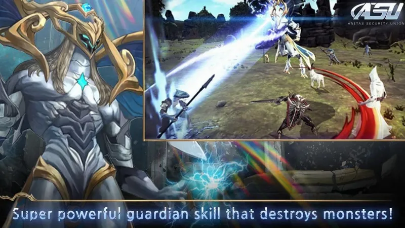 In-game battle scene in ASU highlighting character abilities.