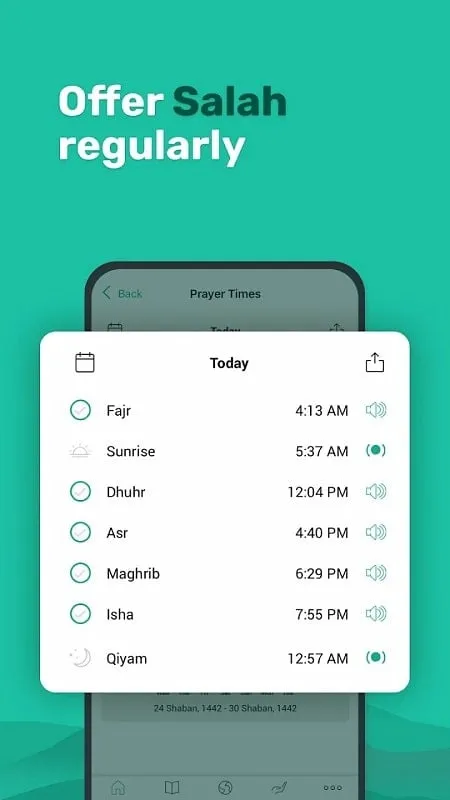 Athan mod prayer times screen