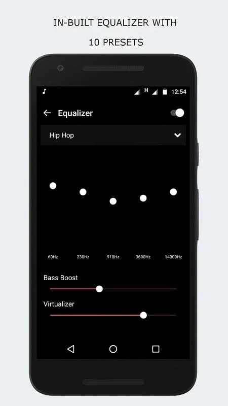 Tampilan antarmuka Augustro Music Player Mod dengan fitur premium