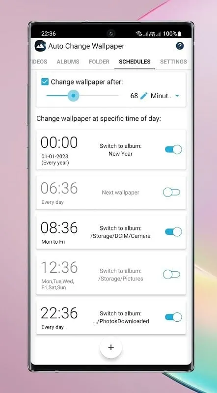 Configurando intervalos de tempo personalizados no Auto Change Wallpaper MOD APK