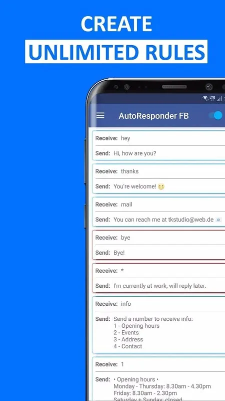 Tổng quan về tính năng AutoResponder for FB Messenger MOD APK