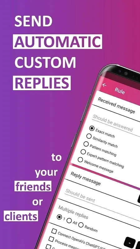 Tampilan antarmuka AutoResponder for Instagram mod dengan fitur premium