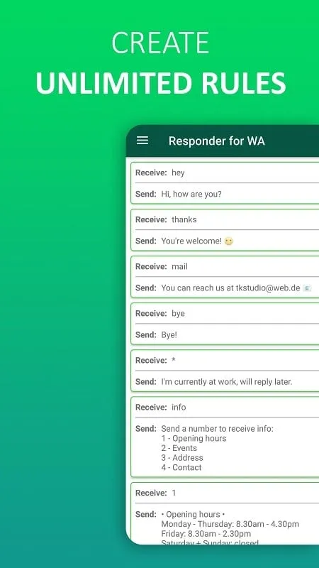 Menggunakan fitur balasan kustom di AutoResponder for WA MOD APK