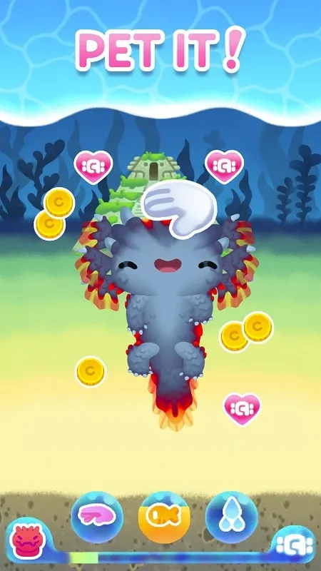 A detailed view of an axolotl in the game.