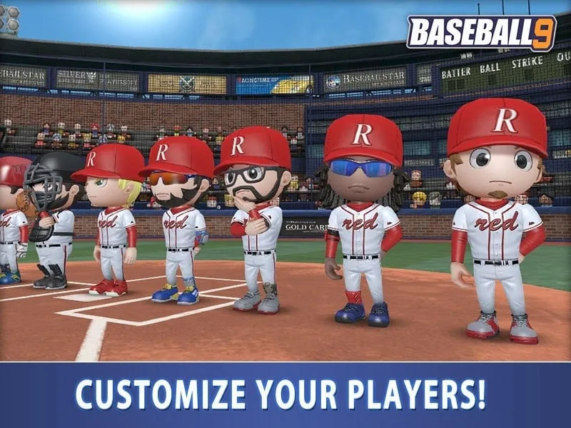 Tùy chỉnh cầu thủ trong Baseball 9 MOD APK.