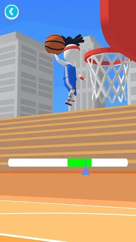 In-game screenshot showcasing a player about to dunk.