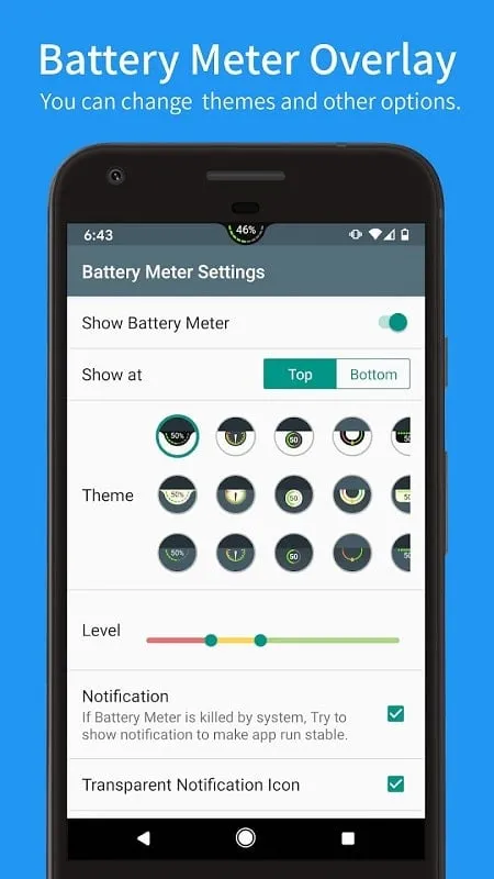 Battery Meter Overlay mod customization options