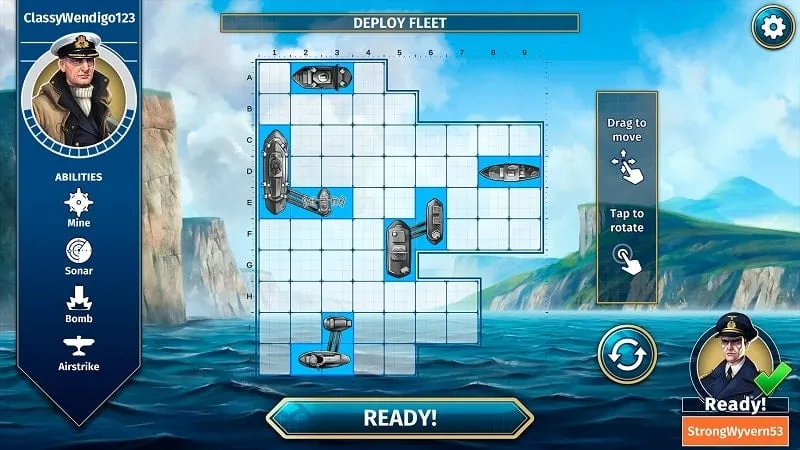 Screenshot displaying various battlefields in Battleship.