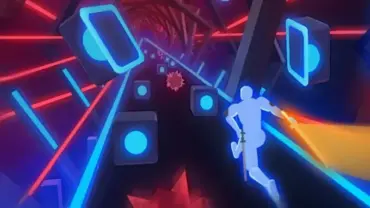 Navigating the vibrant neon landscape in Beat Blade: Dash Dance.