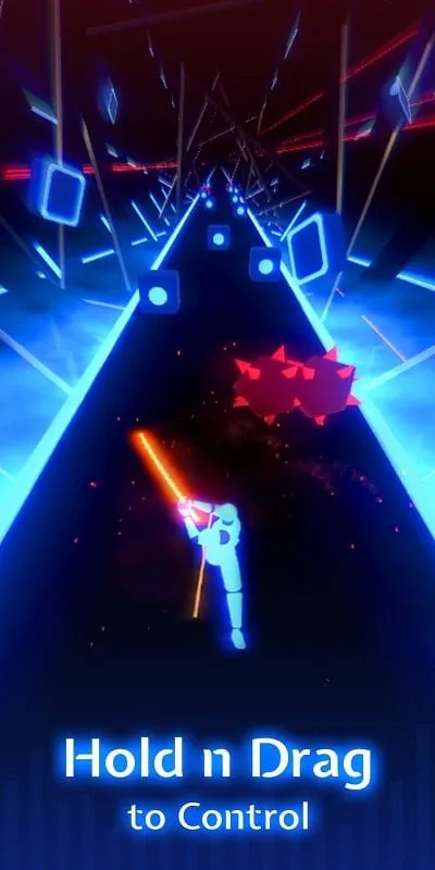 Slicing cubes to the beat of the music in Beat Blade.