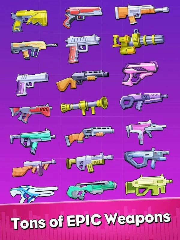 Example of different guns and tiles available in the Beat Fire mod.