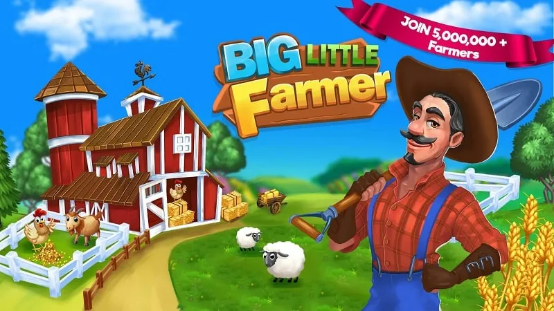 A screenshot of the Big Farmer Town game interface displaying fields and buildings.
