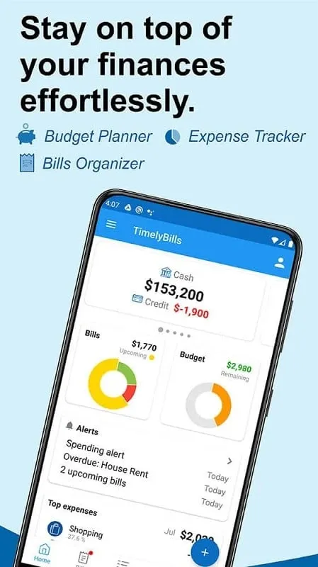 Aplicación para controlar gastos TimelyBills MOD