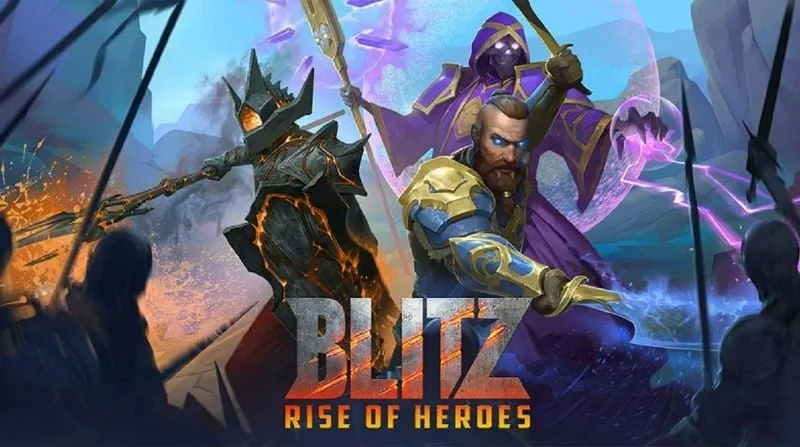 Tela de carregamento do Blitz Rise of Heroes em um celular Android.