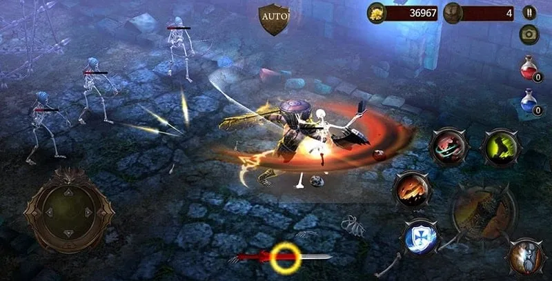 Ảnh chụp màn hình cảnh chiến đấu trong game BloodWarrior:Offline.