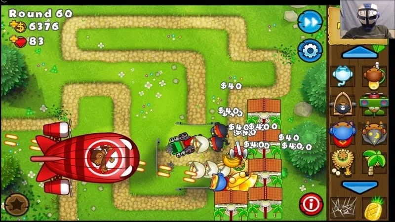 Using the unlimited money mod in Bloons TD 5.