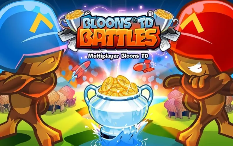 Gameplay do Bloons TD Battles em um celular.