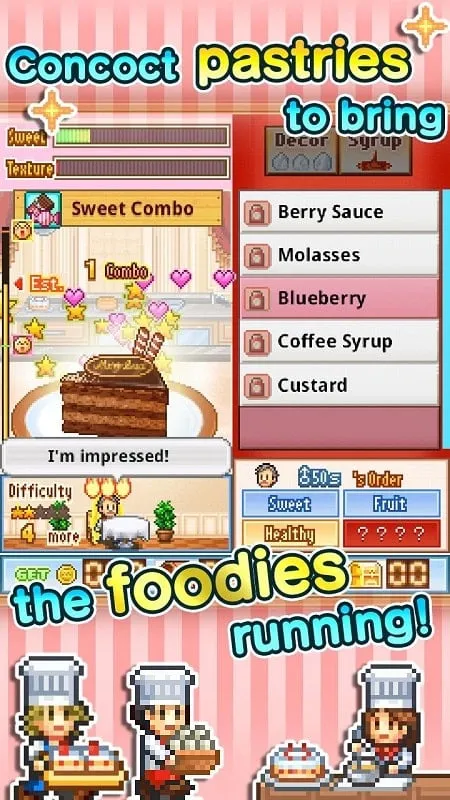 Descargando Bonbon Cakery MOD APK en un teléfono Android.