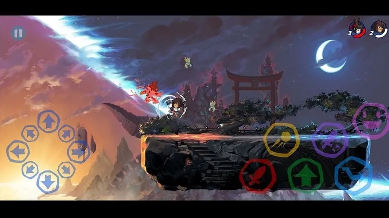 Brawlhalla gameplay screenshot showcasing characters fighting on a platform.