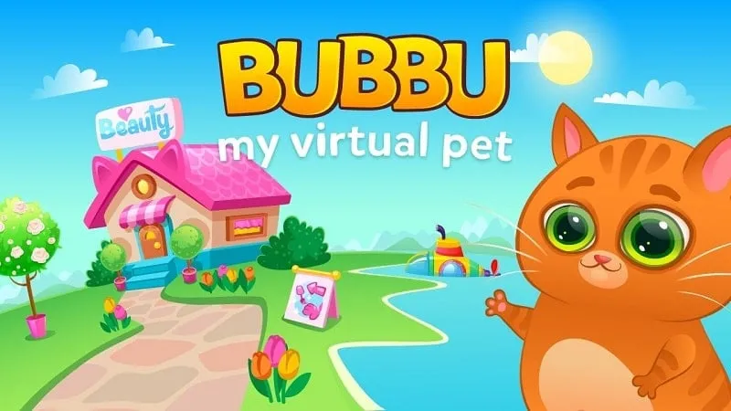 Bubbu, the adorable virtual cat, enjoying a bubble bath.