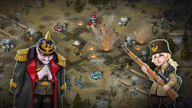 Bunker Wars gameplay featuring upgraded units.