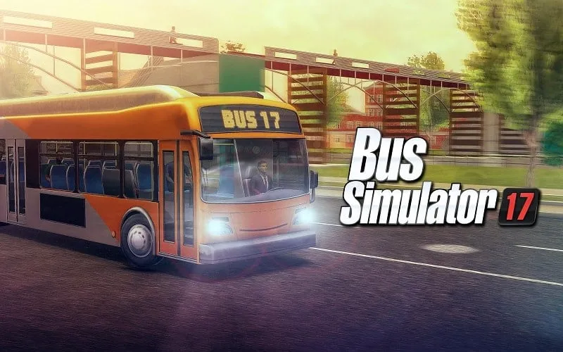 Pantalla principal que muestra el autobús y el entorno de la ciudad en Bus Simulator 17.