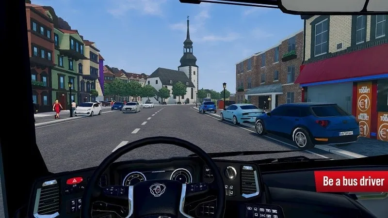 In-game screenshot of Bus Simulator City Ride showcasing the city environment.